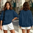 thumbnail image 4 of Oversized Mock Neck Long Sleeve Sweatshirt for Women Relaxed Fit Solid French Terry Pullover Casual Daily Loungewear Tops, 4 of 4