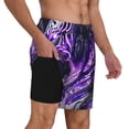 thumbnail image 2 of Honeii Purple Pattern White Tiger Print Men's Swim Shorts,Mens Swim Trunks,Breathable Mesh Beach Shorts for Swimming,Surfing, and Beach Activities-3X-Large, 2 of 6