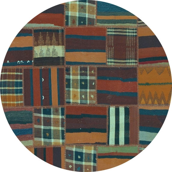 Ahgly Company Indoor Round Southwestern Light Blue Country Area Rugs, 4' Round