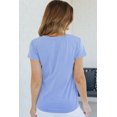 thumbnail image 1 of ABPHQTO Camiseta de mujer azul cielo con cuello de pico y bolsillo con botones, 1 of 5