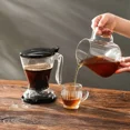 thumbnail image 3 of 600ml Pour Over Coffee Dripper Cold and Heat Resistant Removable Coffee Filter Hand-brewed Espresso Pot Infuser Loose Leaf Tea (Black-Cup), 3 of 6