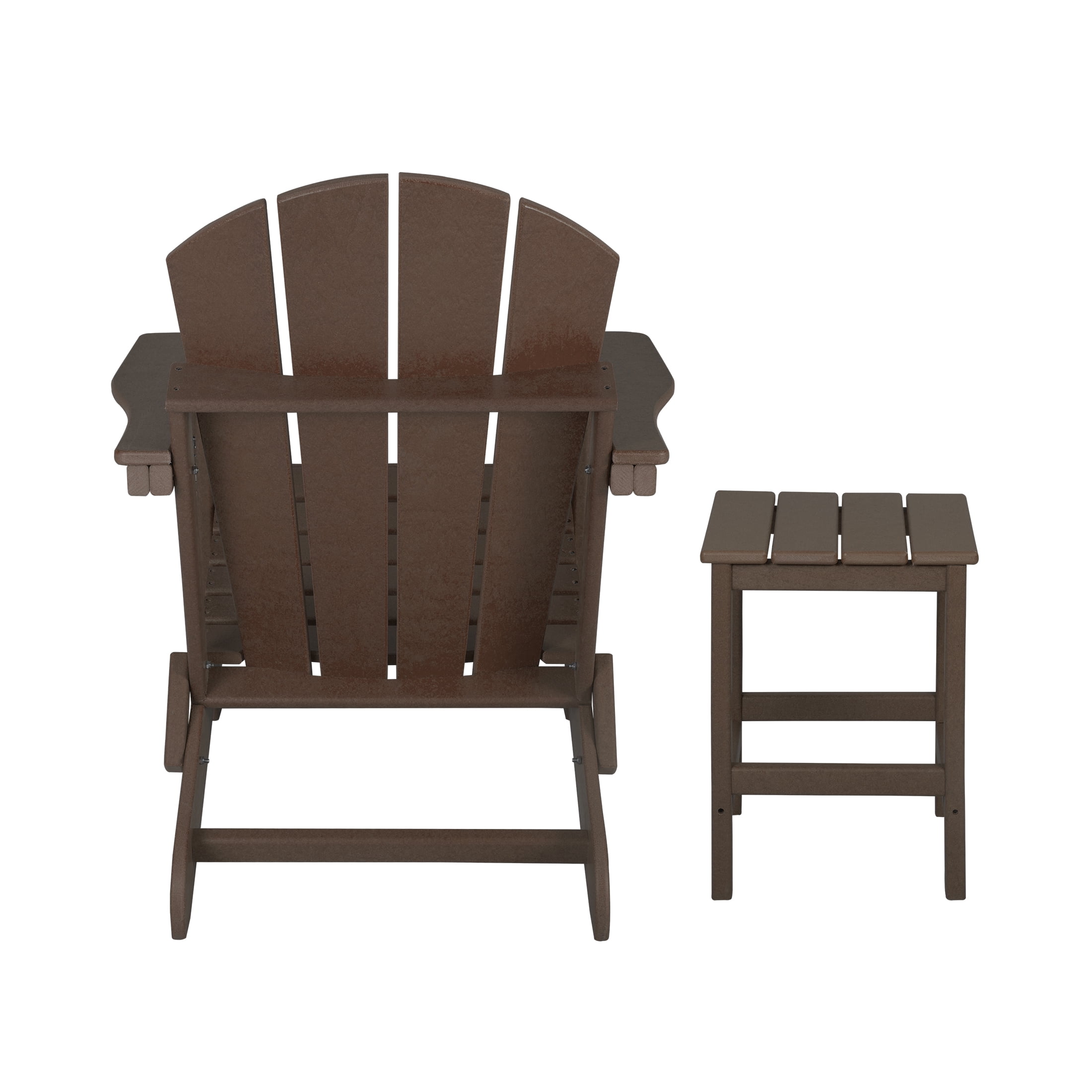 Adirondack Chair with Square Side Table Included for Outdoor Patio Garden Porch Seating, Dark Brown