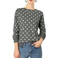 thumbnail image 6 of INSPIRE CHIC Women's Polka Dots Crew Neck Drop Shoulder Long Sleeves Knit Sweatshirt M Grey, 6 of 9