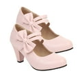 thumbnail image 2 of 1 par de zapatos de tacón alto con lazo para mujer, con punta ligera y tacón grueso., 2 of 8
