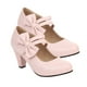 thumbnail image 5 of BRIGHTFUFU 1 par de zapatos de tacón alto con lazo para mujer, zapatos individuales de tacón grueso con boca ligera, 5 of 8