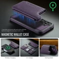 thumbnail image 3 of Designed for Samsung Galaxy S24 Wallet Phone Case,Magnetic Detachable Flip Card Holder,Back Flip Kickstand,Compatible with Mag-Safe,2-in-1 PU Leather Heavy Duty Shockproof Phone Case,Purple, 3 of 10