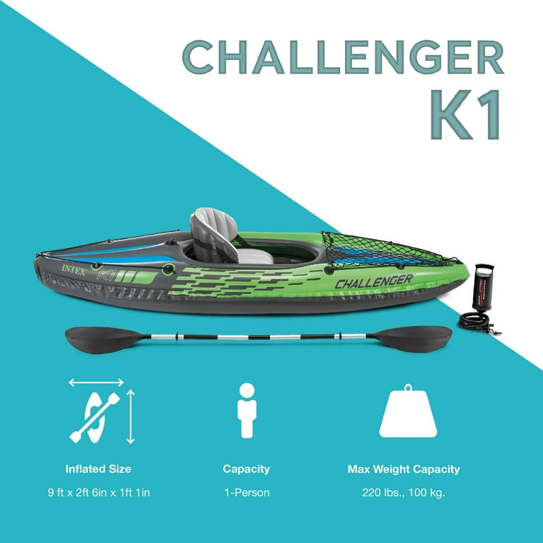 Intex Challenger K1 Inflatable Kayak Set for Adults with Intex Challenger K1 Inflatable Kayak Set for Adults with