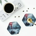 thumbnail image 4 of Yiaed Lighthouse in a Stormy Sea Print Leather Coasters for Drinks - Cup Coasters Coffee Table Kitchen Table Bar, Home & Office Gifts Handmade Drink Coasters-Hexagon, 4 of 6