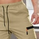 thumbnail image 4 of Pantalones de trabajo para hombre, de color liso, informales, con cintura elástica y bolsillo con cordón., 4 of 8