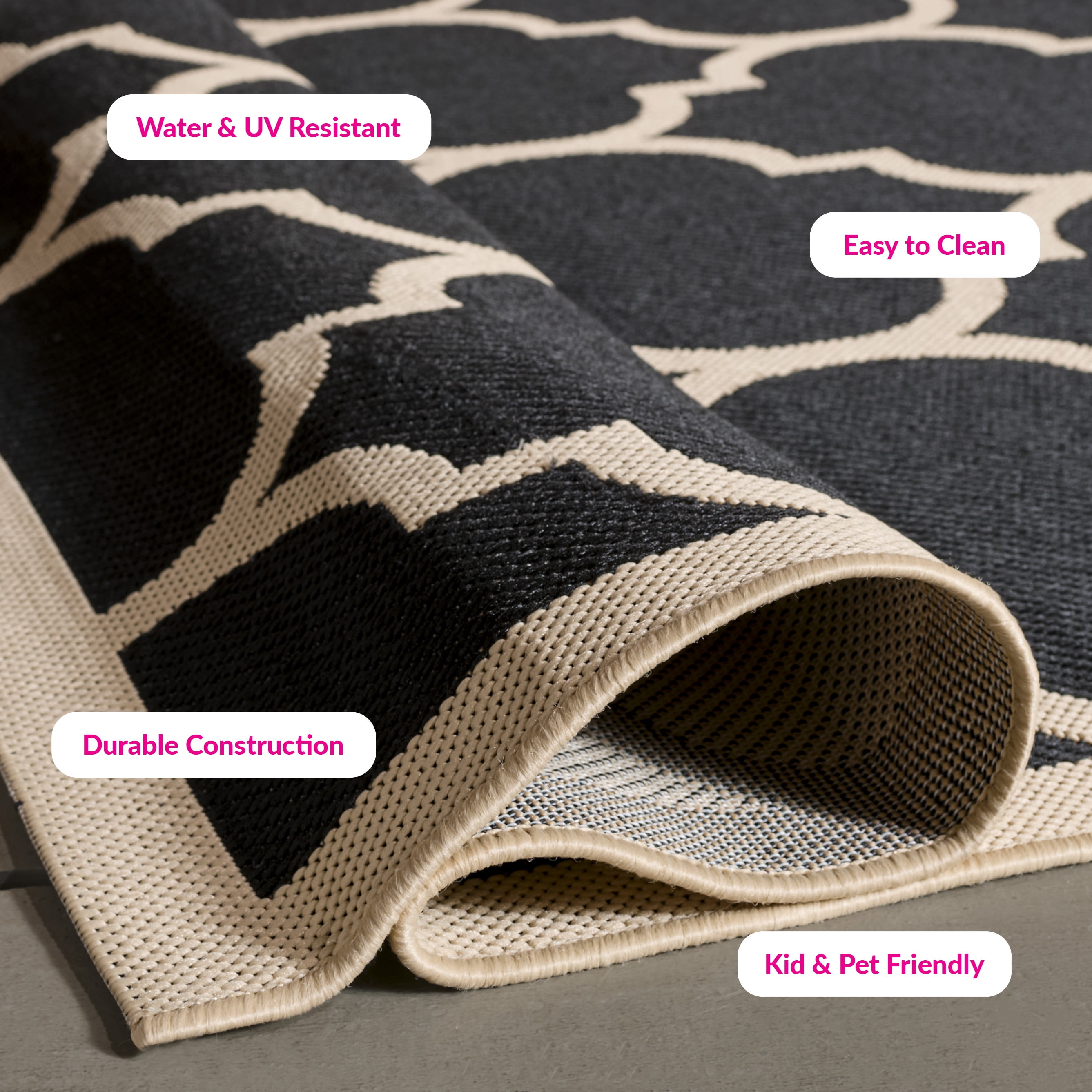 Safavieh Courtyard Alyssa Geometric Indoor/Outdoor Area Rug, Black/Beige, 2' x 3'7"