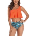 thumbnail image 3 of Faithtur Family Matching Swimwear Mom and Daughter Patchwork Bra Ruffled Tops with Briefs Beachwear, 3 of 7