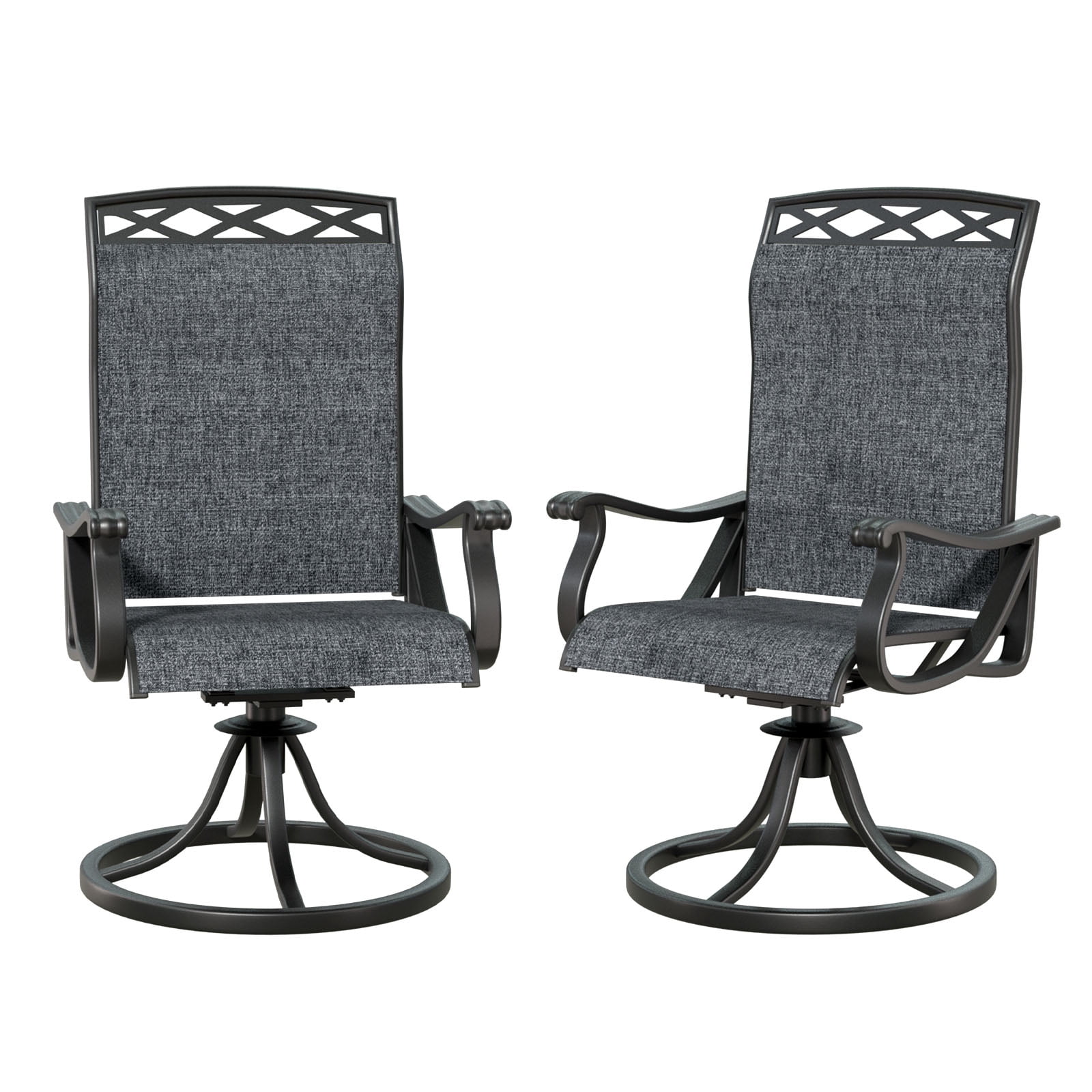 YLGJ Patio Swivel Chairs Set of 2, Outdoor Dining Chairs with Textilene High Back, All-Weather Rocker Chairs for Lawn and Porch, Gray