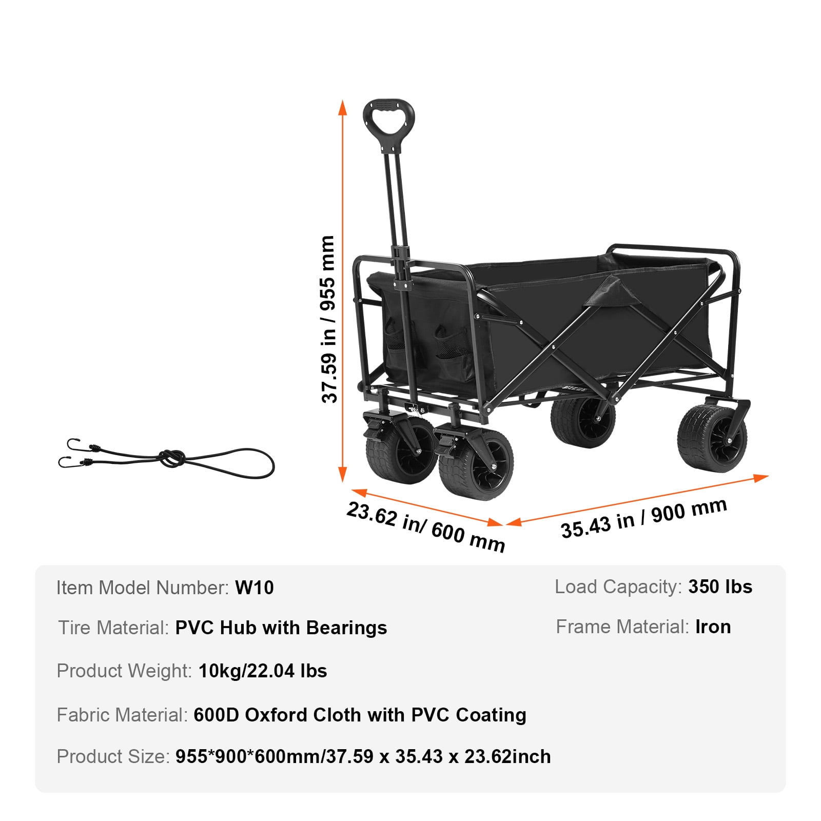 SKYSHALO 350 lbs Capacity Folding Wagon with Foldable