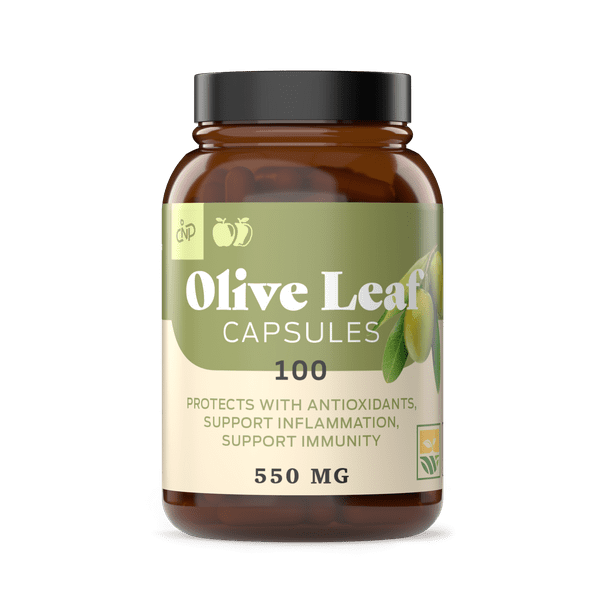 Organic Olive Leaf Capsules 550mg, 100 Count, 1100mg per Serving