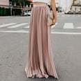 thumbnail image 3 of Women's High Waist Pleated Midi Skirt - Polyester Spandex A-Line for Daily/Outdoor Activities, 3 of 3