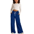thumbnail image 5 of LIaqionyy Girls Sweatpants Casual Wide Leg Pants High Waisted Baggy Drawstring School Uniform Trouser with Pockets, 5 of 8