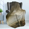 thumbnail image 4 of Eiffel Tower Soft Flannel Fleece Blanket, Paris Skyline Cloudy Cityscape Silhouette European Birds Eye View Realistic, Cozy Plush for Indoor and Outdoor Use, 50" x 60", Brown Beige, by Ambesonne, 4 of 5