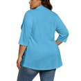 thumbnail image 2 of Vmvidoty Women's and Women's Plus Size Cardigan for Women 3/4 Sleeve Casual Open Front Light Cardigan Blue 5XL, 2 of 10