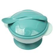 Green Anti-Slip Suction Bowl Lid Spoon BPA Free for Babies Toddlers Kids Children