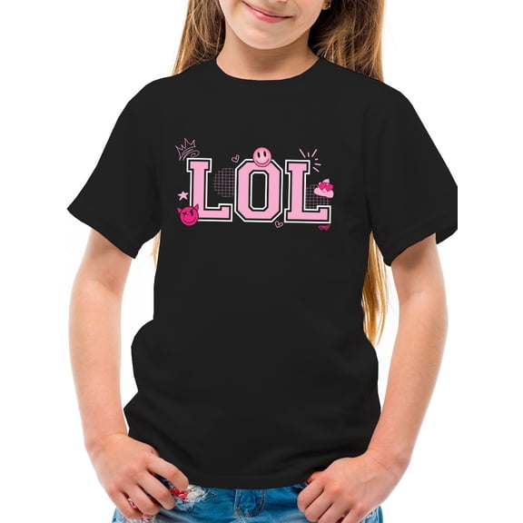 LOL Smiley Emoji Crown Pink Design Youth's T-shirt
