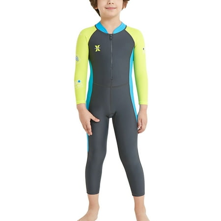 Boys Girls Wetsuit One Piece Swimsuit UV Protection For Diving Swimming Dark gray