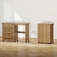 thumbnail image 3 of HOMCOM Folding Sewing Table Mobile Sewing Machine Cabinet with Shelf Brown, 3 of 10