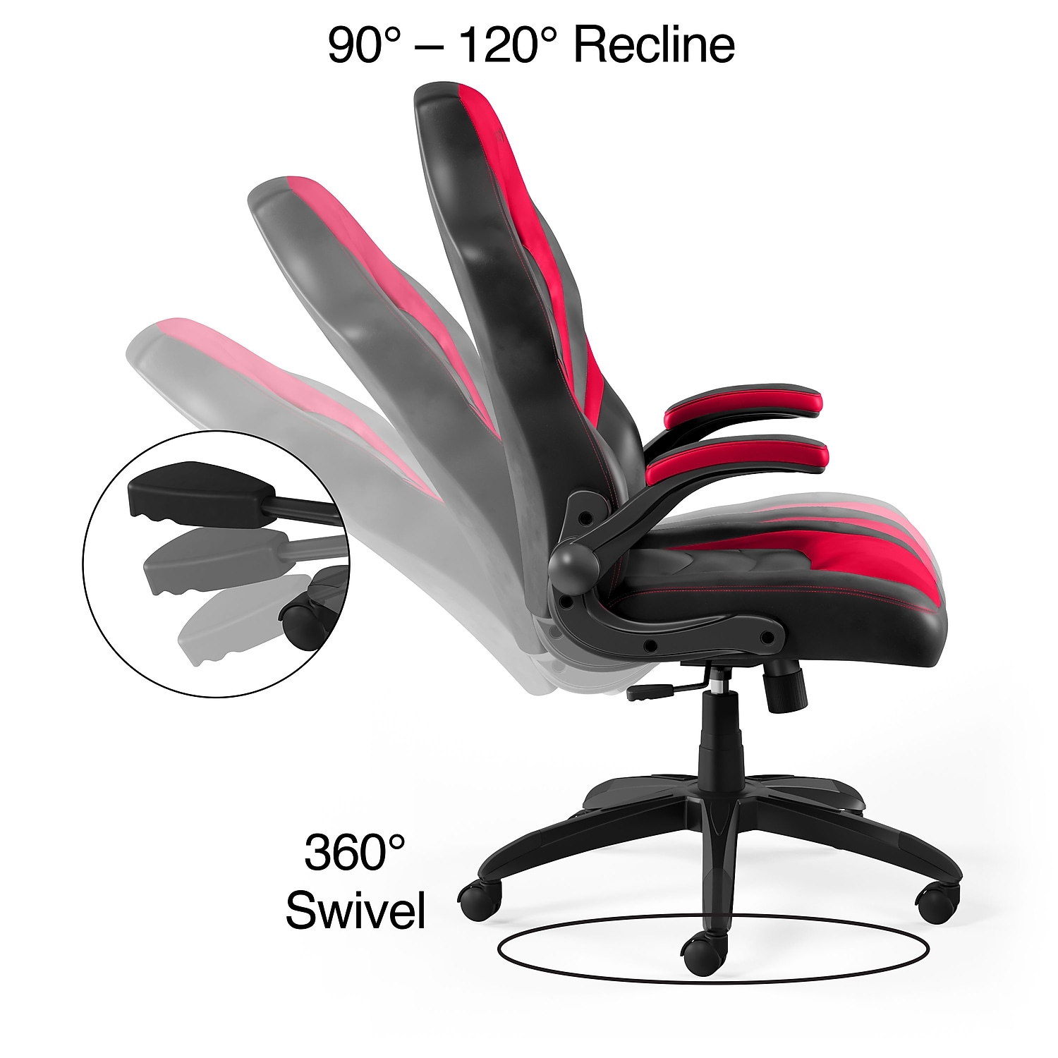 Staples Emerge Vortex Bonded Leather Gaming Chair Black and Red 2/Pack (58292-CCVS)
