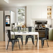 VOLIX 33'' Black Metal Dining Chair Stackable Side Chair  Outdoor Indoor Patio Chair (Set of 4)