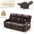 thumbnail image 7 of AECOJOY Manual Reclining Sofa with Cup Holders&Side Pockets, PU Leather Home Theater Seating, 3 Seat Recliner Chair for Adults-Brown, 7 of 7