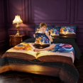 thumbnail image 4 of Manfei Dragon Animals 7-Piece King Bedding,Fantasy Mushroom Starry Sky King Bed in a Bag,Blue Red,Black Reversible, 4 of 6