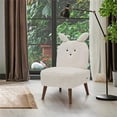 thumbnail image 2 of Michael Amini Faux Fur Bunny Accent Chair in Ivory and Capri Wood, 2 of 9