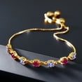 thumbnail image 3 of 18K Yellow Gold Plated Silver Blue Tanzanite and Red Created Ruby Infinity Tennis Bracelet for Women (2.72 Cttw, Gemstone December Birthstone, Round 4.5MM, Fully Adjustable up to 9 inch), 3 of 4