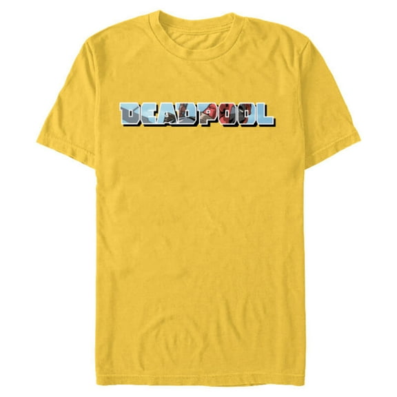 Marvel Deadpool Super Hero Comic Art Window Name Logo - Short Sleeve Blended T-Shirt for Adults - Customized-Yellow