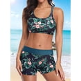 thumbnail image 5 of 3 Piece Tankini Swimsuits for Women Swim Tank Top with Bra Boy Shorts Teen Swimwear Green M, 5 of 8