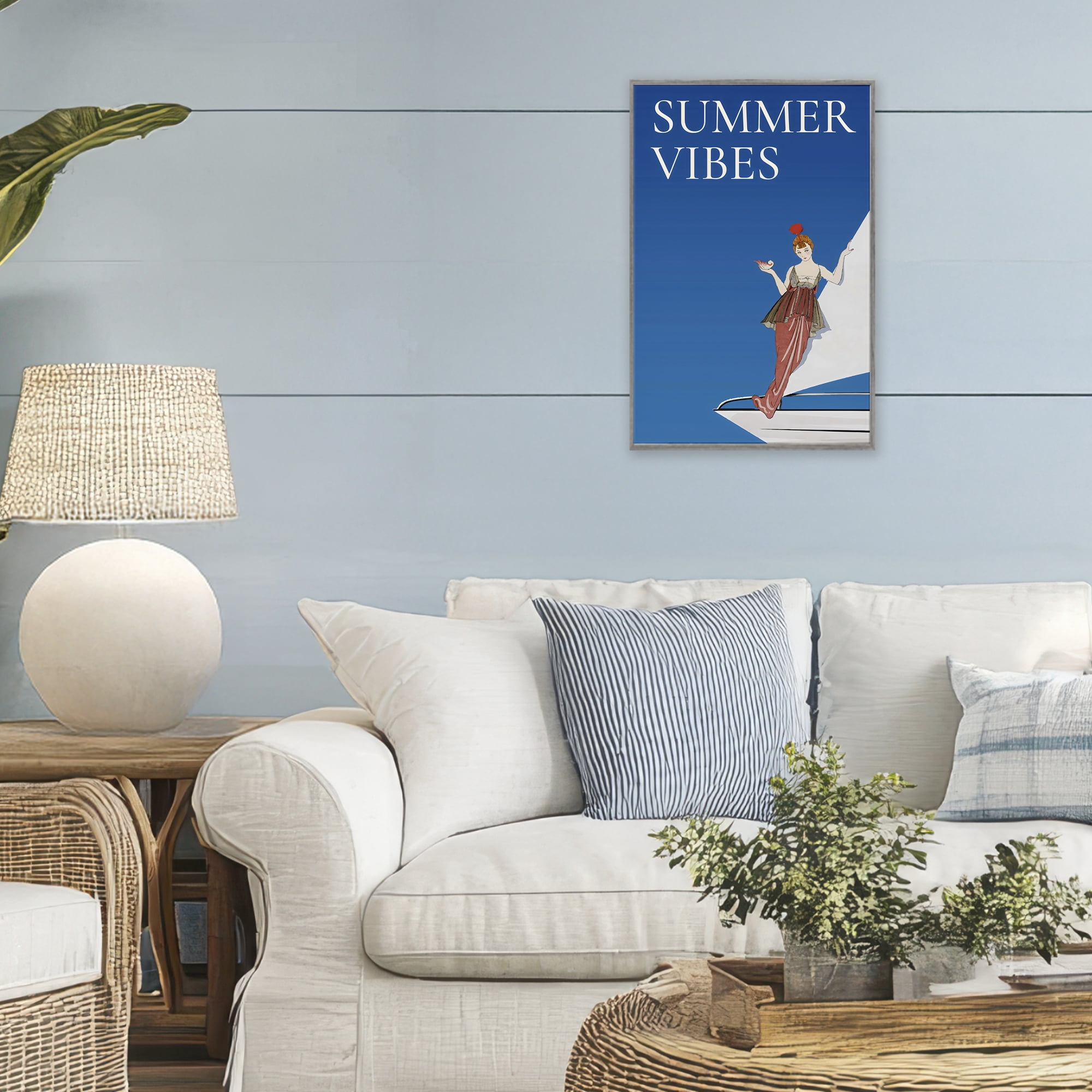 Stupell Industries Summer Vibes Vintage Yacht Gray Framed Giclee Art, design by Creative Studio