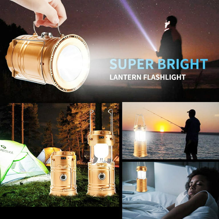 LED Camping Lantern Rechargeable,Flashlight Lantern for Power Outages &  Hurricane Storms,Hand Crank/USB/Solar Powered Lanterns with 3000 Battery