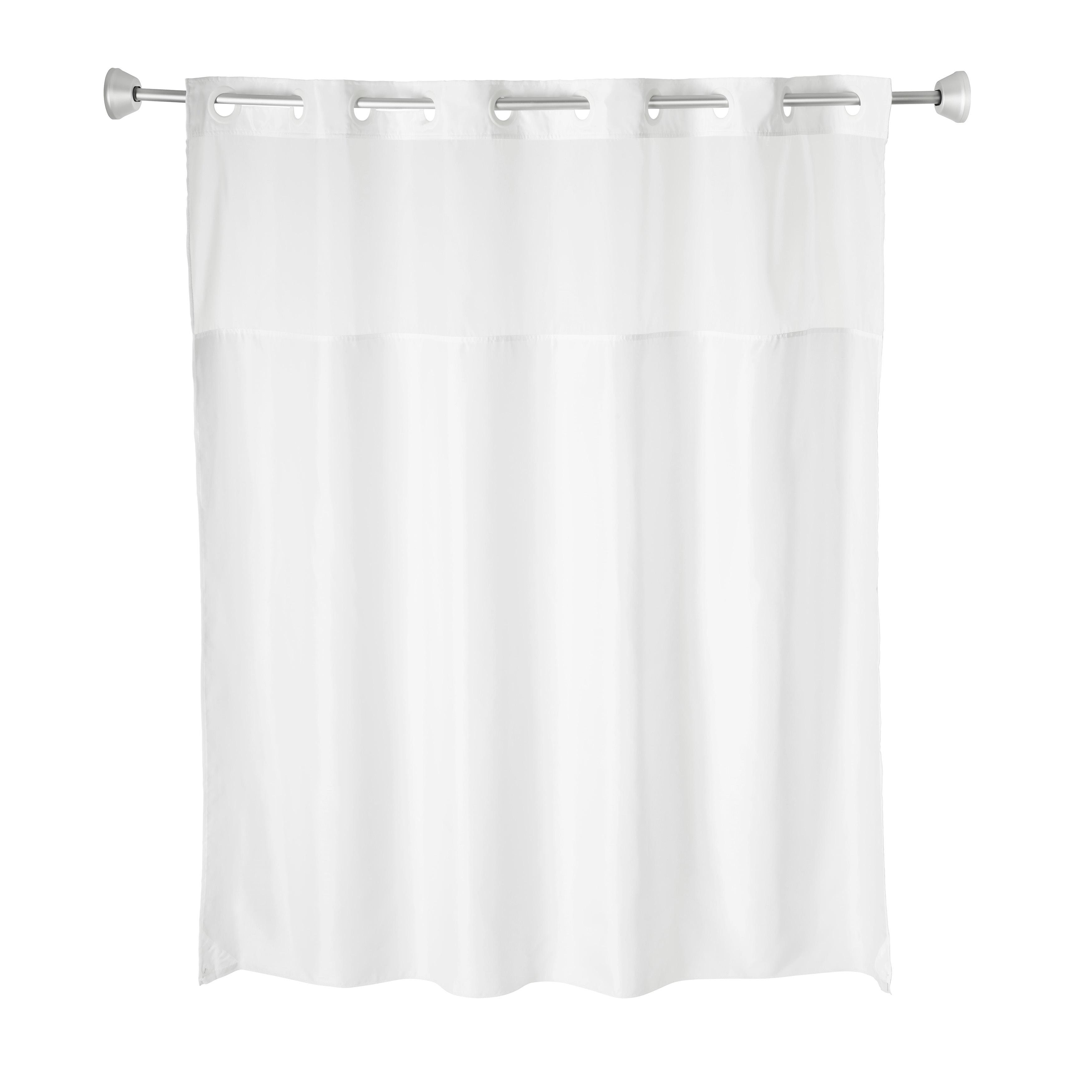 Whitmor No Hook Split Ring Plainweave Shower Curtain with Window, No Snap Liner, 71" x 74"