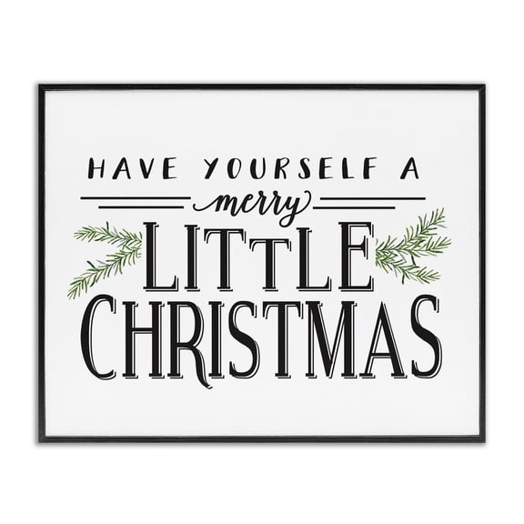 Stupell Industries Traditional A Merry Little Christmas Holiday Word Design Black Framed Giclee Art, 14 x 11, by Lettered and Lined