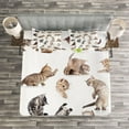 thumbnail image 3 of Ambesonne Cat Quilted Bedspread Set 3 Pcs, Funny Playful Cats Image, King Size, Brown Black White, 3 of 3