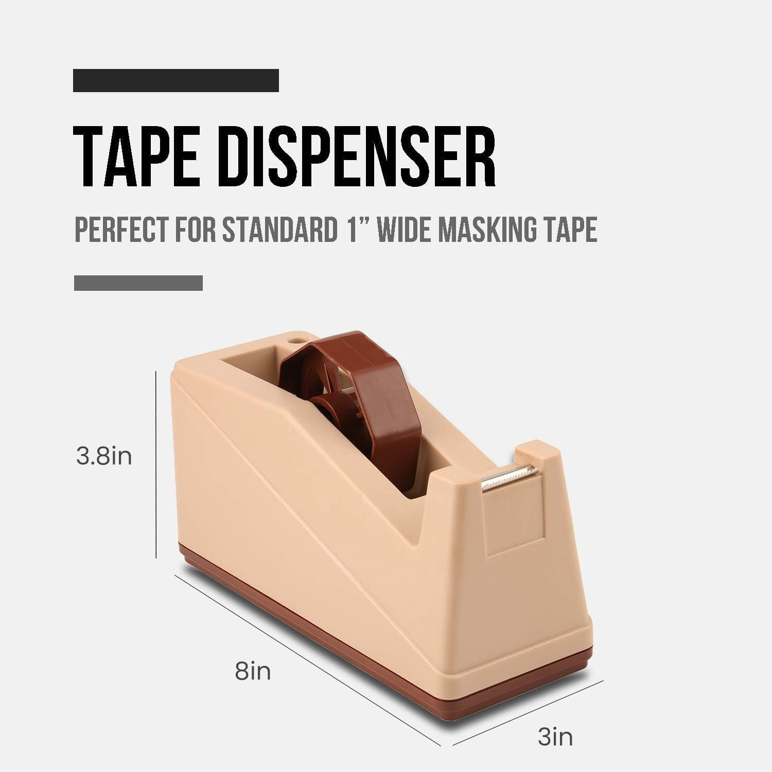 Desktop Tape Dispenser Holder with Large 3-inch Core – For Masking, Heat Transfer, Painter’s, Freezer, and Kitchen Tapes