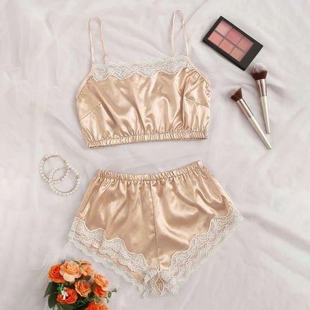 

ERTUTUYI New Lace Lingerie Silk Underwear Sleepwear Underwear Pajamas Satin