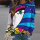 thumbnail image 5 of Sudadera navideña de manga larga para mujer, gorro de Papá Noel con dibujos animados coloridos, jersey con estampado de bastón de caramelo, Top con cuello redondo, camisas sueltas, 5 of 5