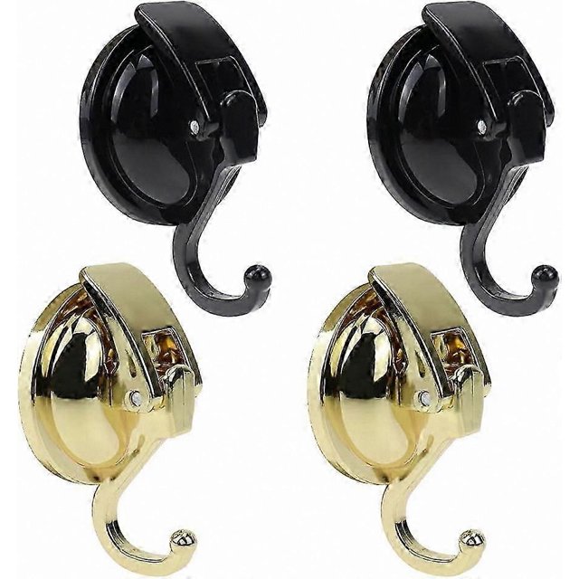 Black Plastic Suction Cup Hooks, 4-Pack, 60MM Wall Mounted Hooks for Towels, Strong Suction Power for Secure Hanging