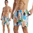 thumbnail image 2 of Men's Swim Trunks Quick Dry Beach Shorts with Pockets Printed Summer Beach Shorts Drawstring Mens Bañador, 2 of 6