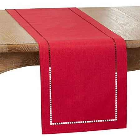 

Fennco Styles Solid Color Laser-Cut Hemstitch Design Table Runner - Modern Table Cover for Home Décor Everyday Use Wedding Banquet Holiday and Special Occasion