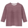 thumbnail image 5 of PWPSG Girls Summer Casual Shirts 3/4 Sleeve Crewneck Pullover Eyelets Solid Tops Basic Blouses Fashion 2026 Trendy Outfits Watermelon Red 9 Years, 5 of 5