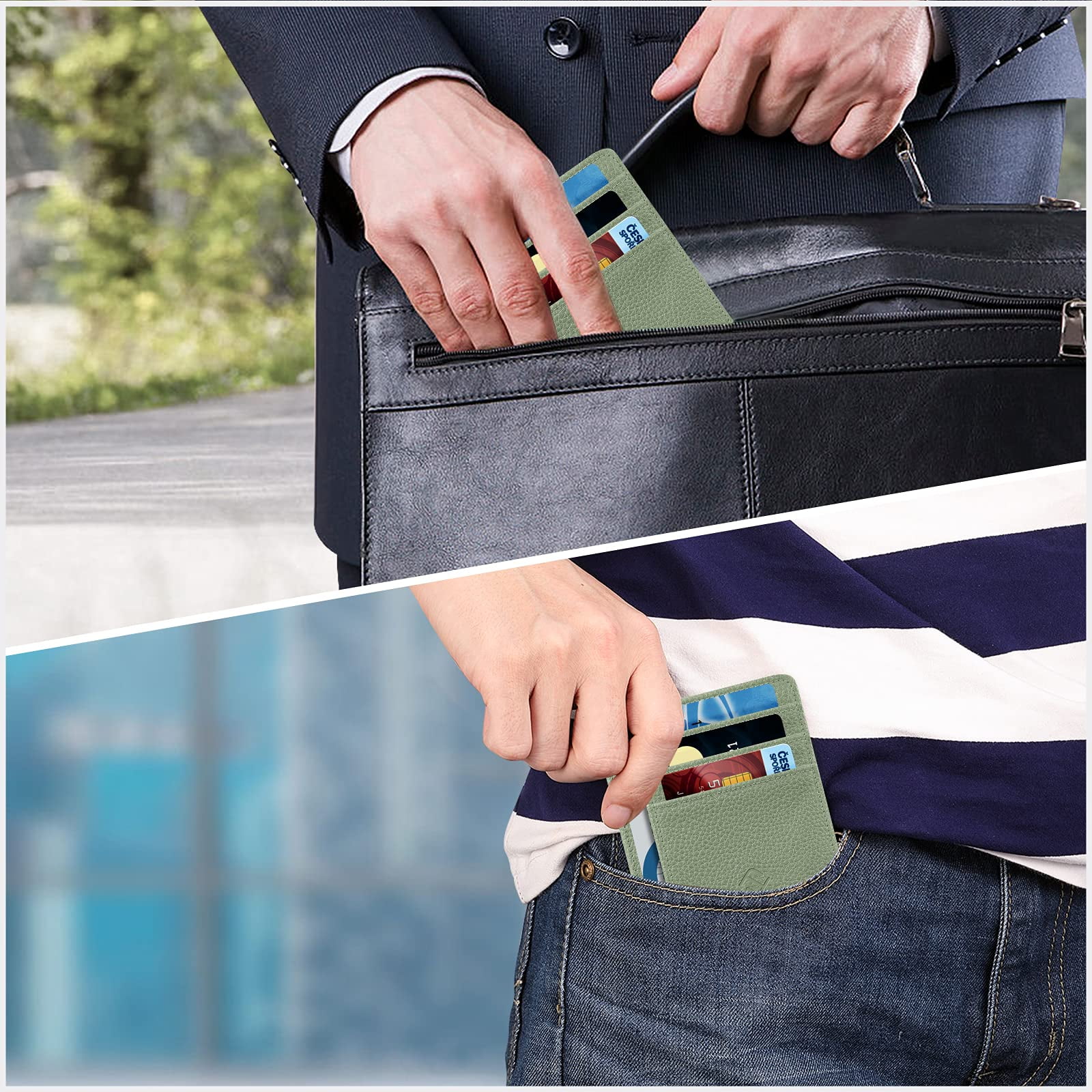 Minimalist leather credit card sleeve holder business card case