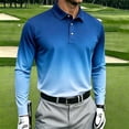 thumbnail image 2 of Bovxnpu Mens Long Sleeve Shirts Button Tee Dress Golf Shirt Gradient Button Down Shirt Casual Collared Tops, 2 of 6