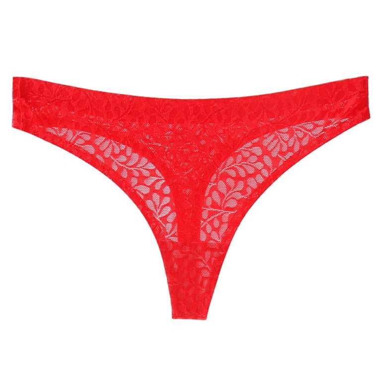 HUPOM Womens Underwear Womens Panties High Waist Leisure Tie Seamless  Waistband Red M 