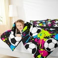 thumbnail image 4 of Homewish Boys Soccer Sports Bedding Comforter Set, Cartoon Football Rugby Twin Comforter Sets, Artwork Graffiti Splash Reversible Bedding Set, Super Cozy Room Decor, 2 Pieces, 4 of 8